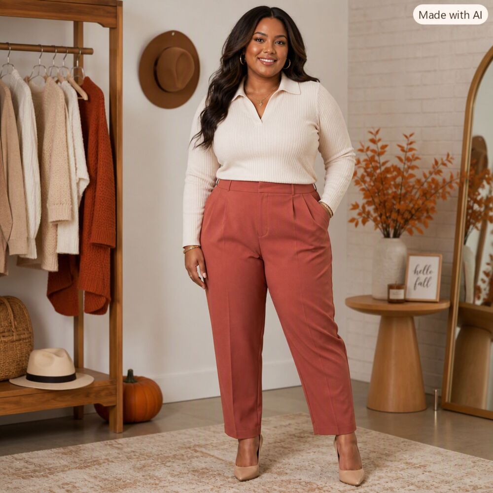 A New Day Rust‑Tone Pleated Slacks | Size 16 | Fall Workwear Chic